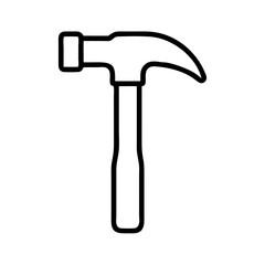 Hammer tool icon in black outline on white background