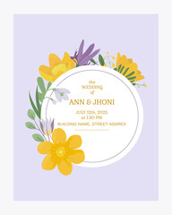 beautiful floral wreath wedding invitation card set design