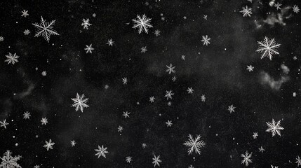 A textured transparent black background with delicate white particles scattered across it, mimicking the appearance of stars or snowflakes against a dark sky. 