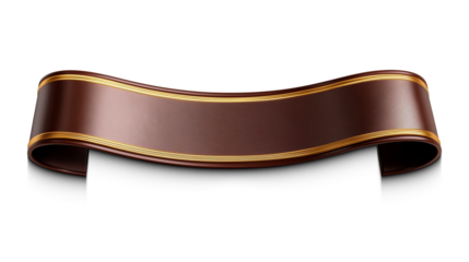 A curved red and gold ribbon banner with space for text, isolated on a white background.