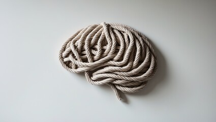 A representation of brain strength depicted as a bundle of ropes forming the shape of a thinking organ illustrates cognitive function and activities to enhance the mind through education and learning.