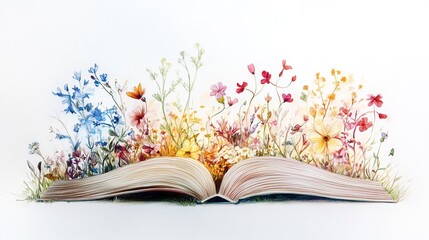 A delicate book drawing with blended watercolor tones and crisp colored pencil details, soft highlights, floating on a clean white background. 