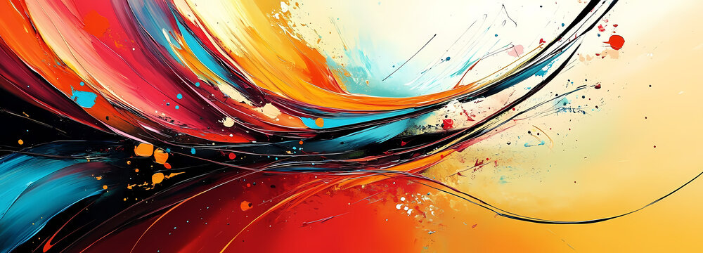 A Symphony of Color: Abstract brushstrokes dance across the canvas, creating a vibrant and dynamic composition that embodies the essence of artistry and self-expression.