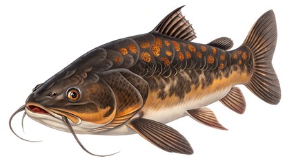 Goonch  the monster catfish on white background