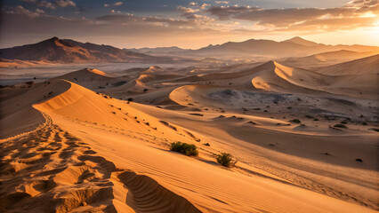 Desert Dunes and Mountains. Greatest Nature Landscapes 