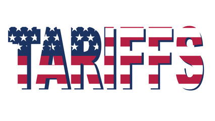 USA Import Tariffs Vector Illustration. Tariffs  Word with American Flag Concept Print