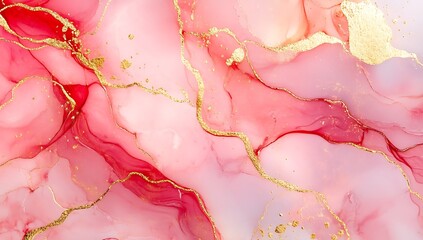 Obraz premium Abstract design with swirling patterns of pink, white, and gold.