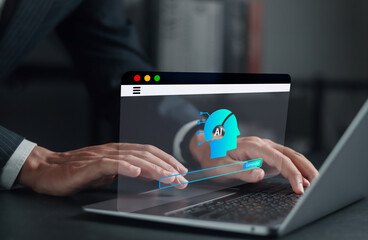 Concept of Generate AI. Generate image, video from prompt, LLM artificial intelligence, Machine...