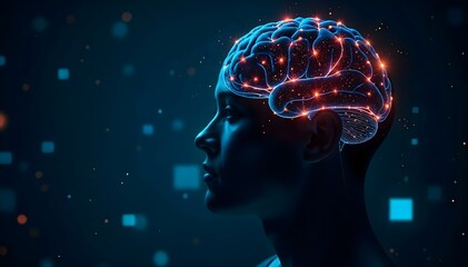Obraz premium Futuristic Brain-Computer Interface Headset with Pulsating Neural Light Patterns in Cybernetic Design