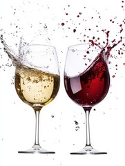 splashing wine glasses red wine glasses red white isolated splashing splash wine glass abstract drink celebration motion alcohol celebrate pour winery swirl dripped spill cabernet merlot closeup