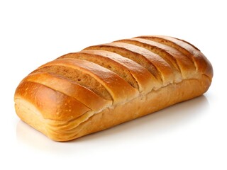 Loaf of bread on a white background, isolated, fresh and baked