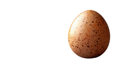 A speckled egg: a single, speckled egg, presenting a simple elegance, evoking feelings of nourishment and the beginning of life.