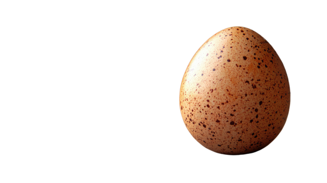 A speckled egg: a single, speckled egg, presenting a simple elegance, evoking feelings of nourishment and the beginning of life.