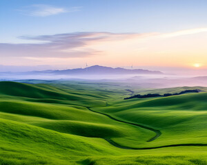 Rolling Hills Sunrise Landscape