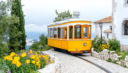Naklejka premium Scenic Tramway, Hilltop View, Portugal