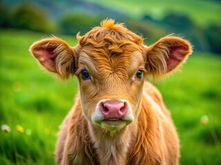 Fototapeta premium Adorable Baby Calf, Farm Animal, Cute Newborn