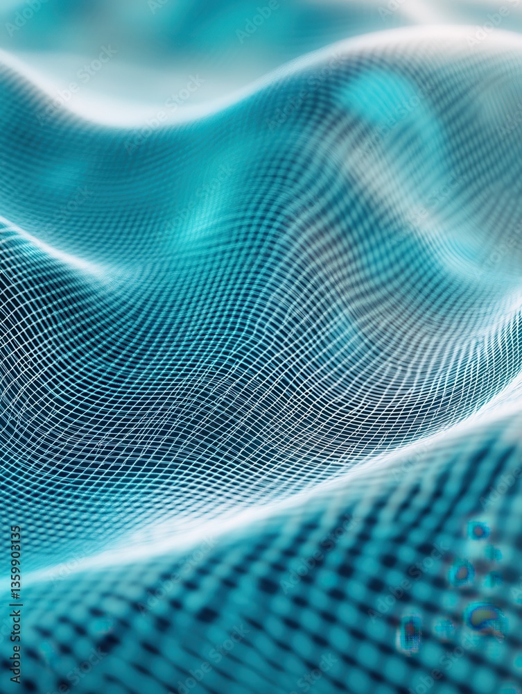 Poster geometric wireframe grid with dynamic gradients and intersecting lines, evoking a futuristic and abs