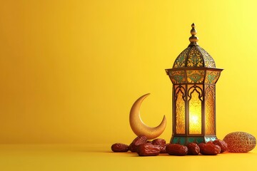 Eid Mubarak and Ramadan Kareem greetings with an Islamic lantern