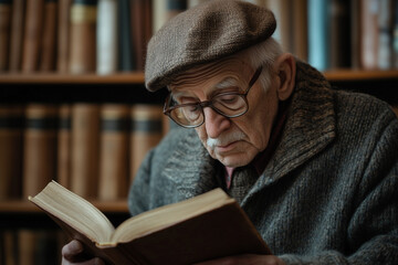 senior man reading a book