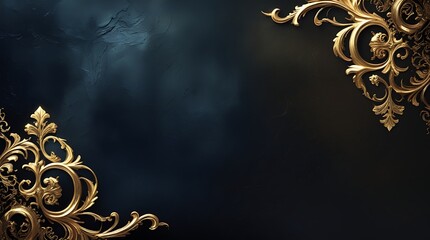 Ornate vintage gold frame with floral design on a black background