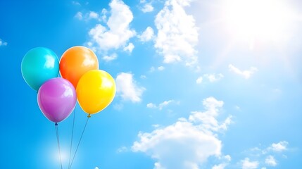 Colorful Balloons Against a Blue Sky.