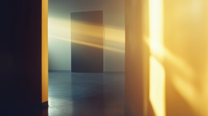 Abstract play of light and shadows with blurred reflections, soft color transitions, and a dreamlike glow. A surreal, atmospheric composition.