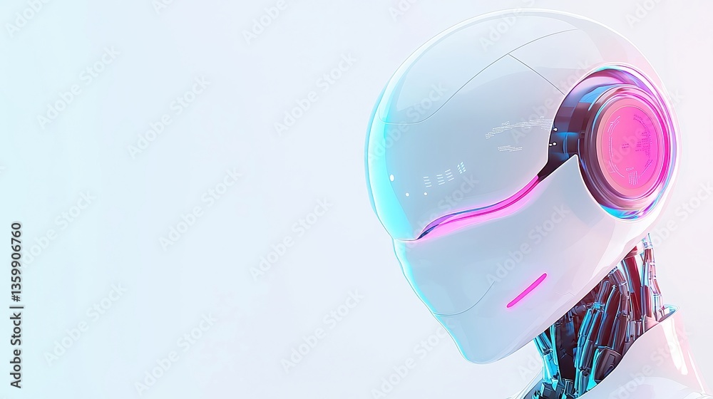 Poster sleek ai robot analyzing interactive competitor visuals, dynamic charts and graphs in gradient blues