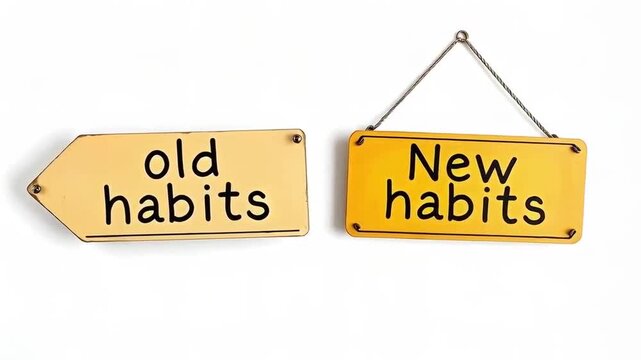 Choice concept, leaving behind bad old habits and adopting good new habits.