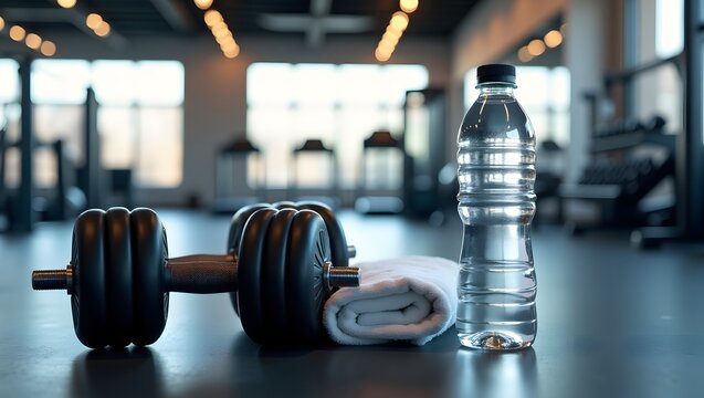 workout equipment pair of black metal dumbbells gym - Powered by Adobe
