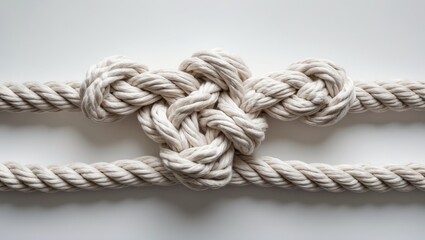 Obraz premium White Rope Tied in a Knot Isolated on a White Background