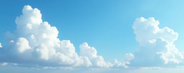 Serene sky with white clouds against a light blue backdrop, clouds, peaceful