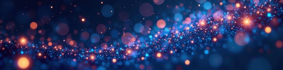 Shimmering confetti swirls in a starry night sky with twinkling lights , confetti, glow, sparkling