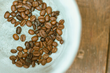 Close up Thai roasted coffee beans
