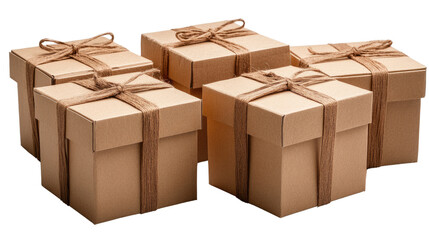 Fototapeta premium Gifts Boxes: Presents with ribbon against a clean background, the image conveys a sense of anticipation and delight. Perfect for illustrating the joy of giving, celebration.