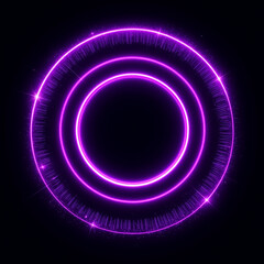 
A glowing purple neon circle against a black background, creating a vibrant and futuristic effect. The neon light stands out with a striking glow, making it a design element for modern visuals