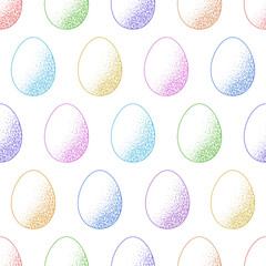 Happy easter seamless pattern. Cute Easter seamless pattern with grunge white eggs. Suitable for Easter cards, banner, textiles, wallpapers. Vector illustration bg
