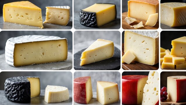 a collection of various types of cheese