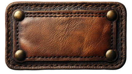 Leather Detail: A close-up shot revealing the intricate texture and craftsmanship of a finely stitched leather label, perfect for adding a touch of rustic elegance.