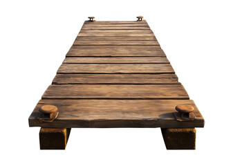 Obraz premium Wooden pier on a transparent or white background. footbridge, seaside dock.