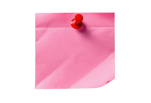 pink note paper on transparent background png