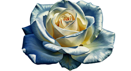 A White Rose With Hints of Blue-Gray Shadows and Soft Highlights