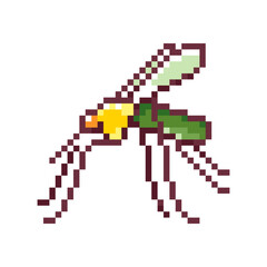 Pixel art illustration Mosquito. Pixelated Mosquito. Bloodsucking insect pixelated for the pixel art game and icon for website and video game. Pixel game asset. 