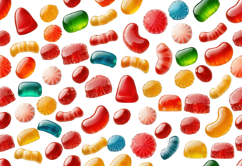 set of candy and jelly on transparent background png