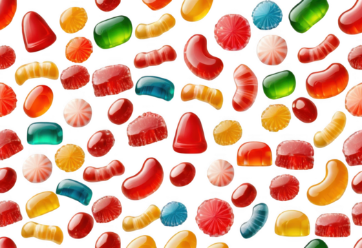 set of candy and jelly on transparent background png