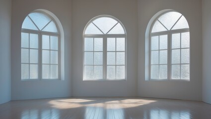 Light-filled architectural openings in a modern room.