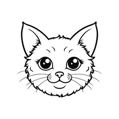 A line art vector drawing of a curious kitten head.eps