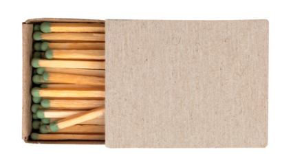 Open black box with matches on a white background.Fire. Fire. Safety. Match isolate with green sulfur