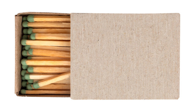 Open black box with matches on a white background.Fire. Fire. Safety. Match isolate with green sulfur