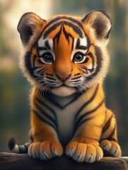 Obraz premium Cute tiger cartoon