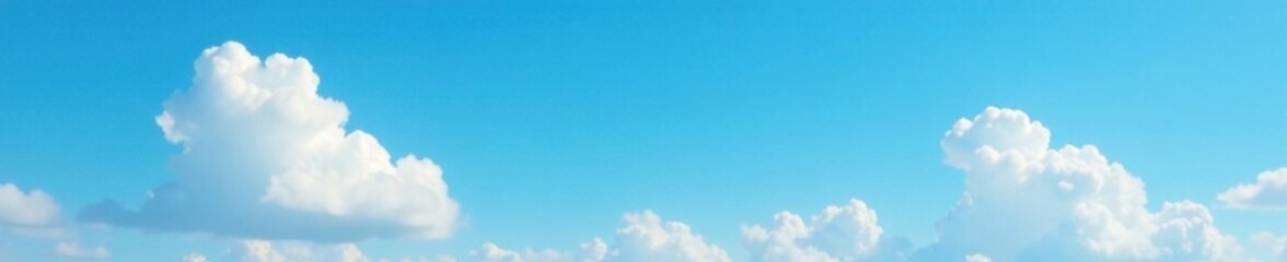 Fototapeta premium Soft white cloud against cerulean blue sky with a few wispy strands of cloud in the foreground, , light